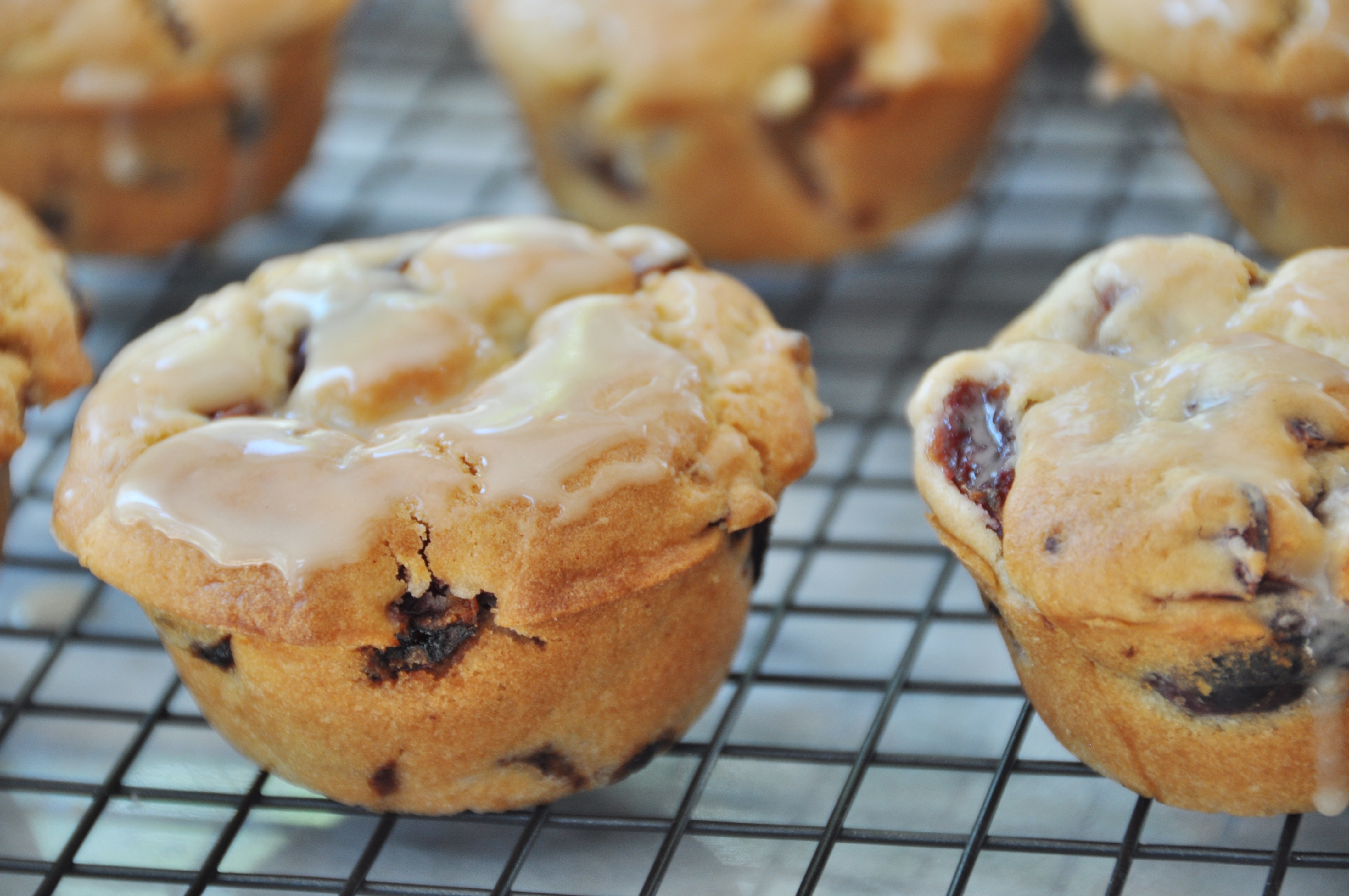 Vegan Cherry Vanilla Glazed Muffins Veganosity