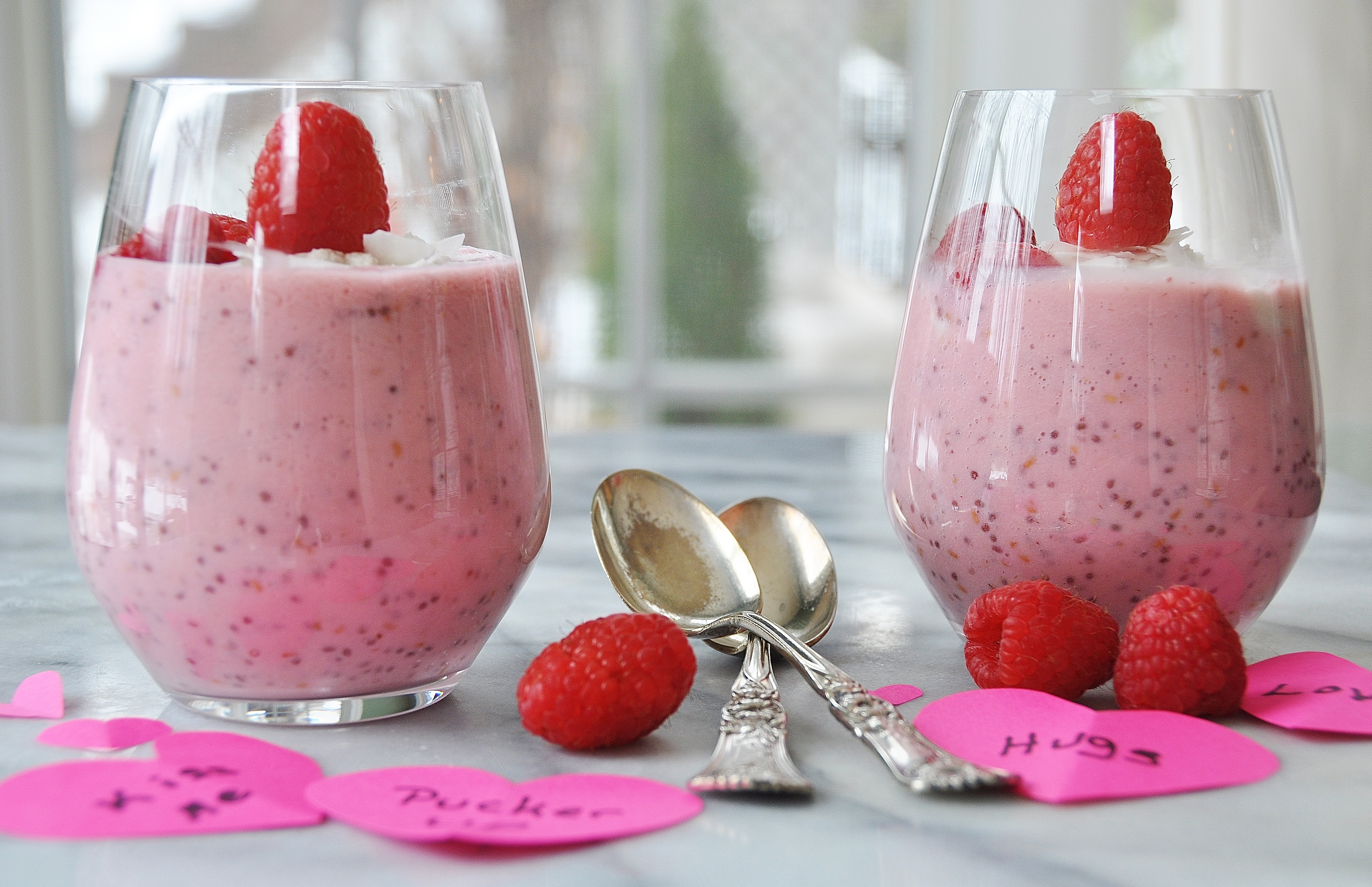 Raspberry Coconut Chia Seed Pudding Veganosity