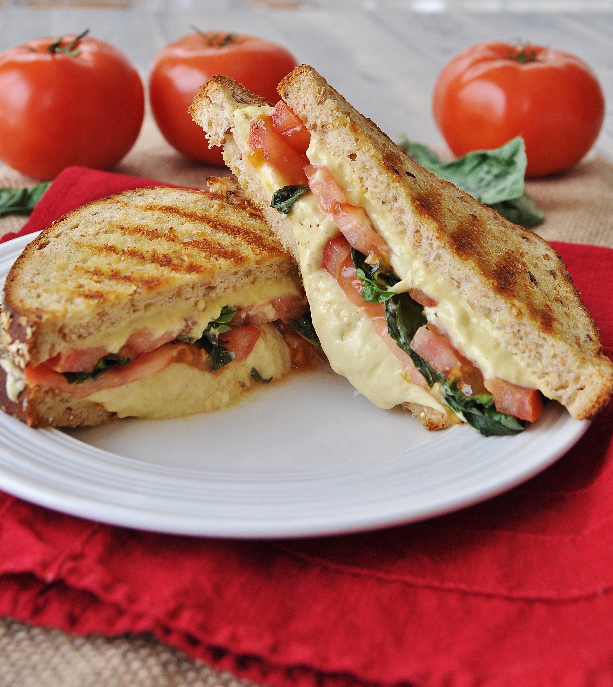 Vegan Tomato Basil Grilled Cheese Sandwich - Veganosity