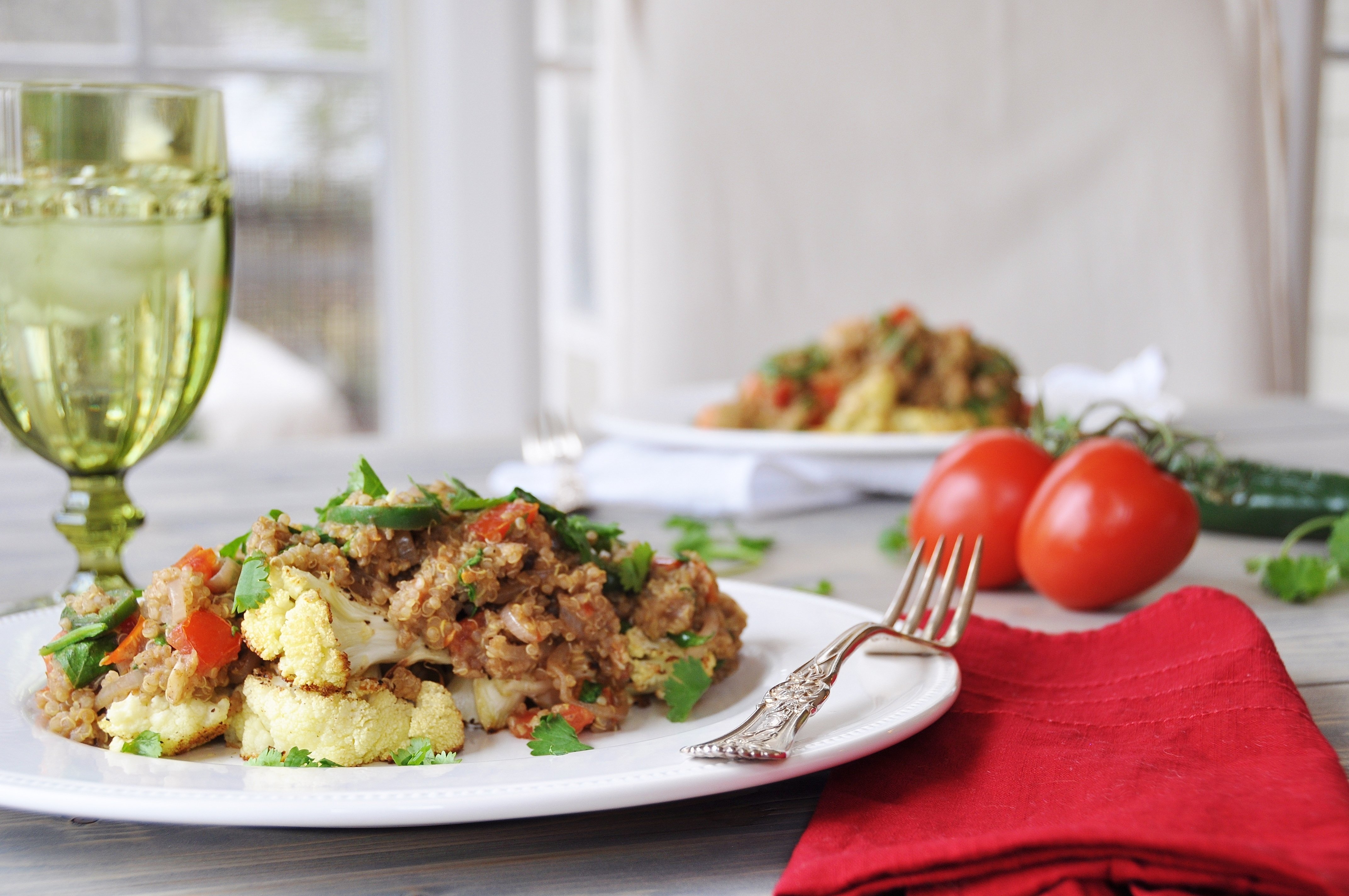 Roasted Cauliflower Steaks with Spicy Quinoa Veganosity