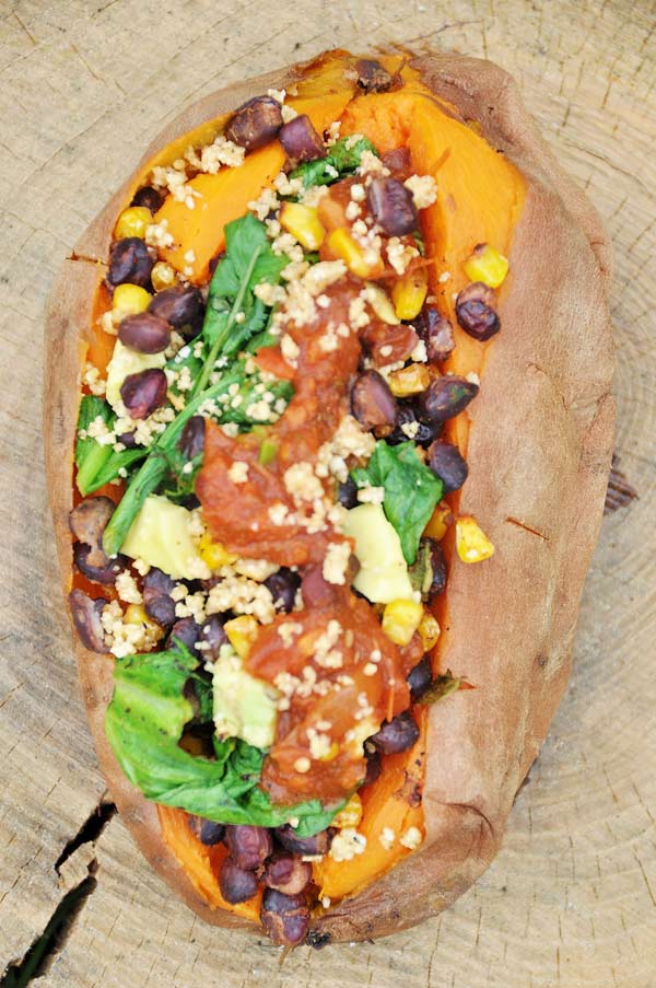 Single Serving Mexican Stuffed Sweet Potato Veganosity