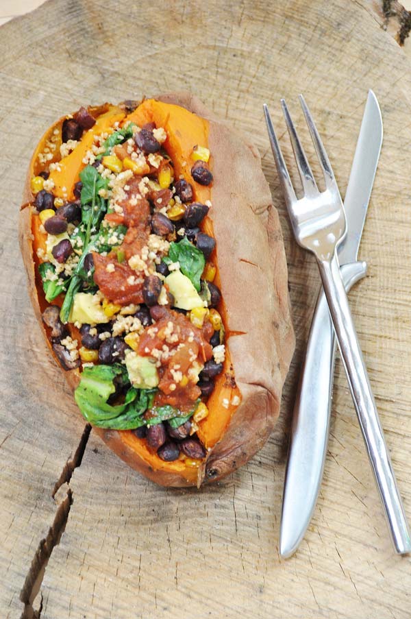 Single Serving Mexican Stuffed Sweet Potato Veganosity