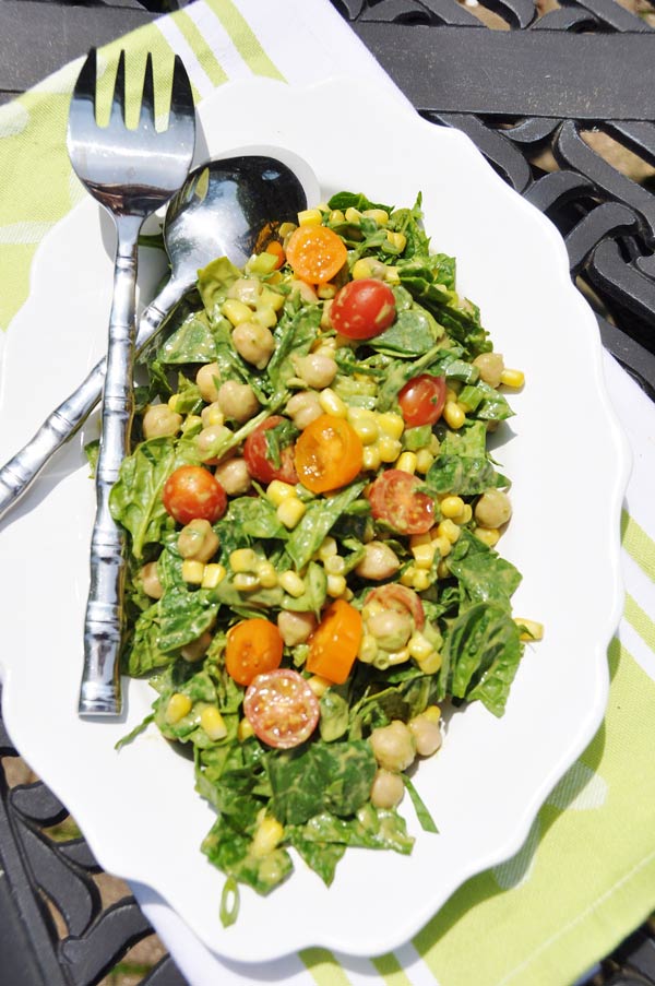 Summer Spinach Salad with Avocado Dressing Veganosity