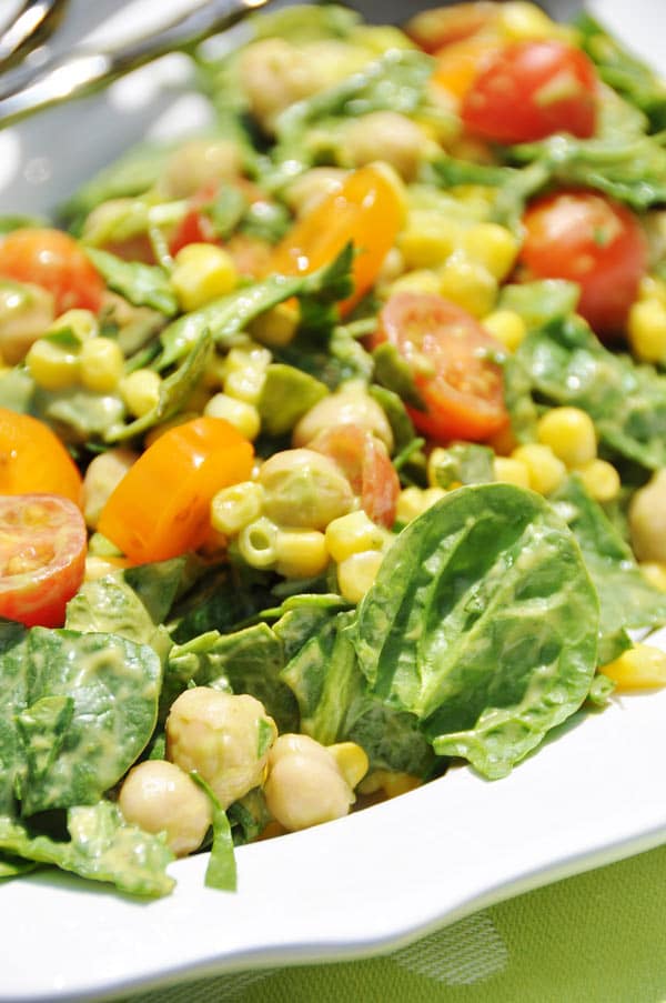 Summer Spinach Salad with Avocado Dressing Veganosity