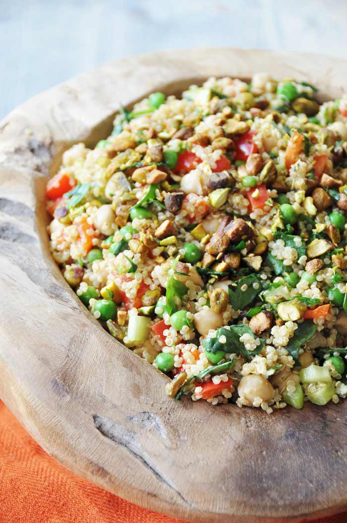 Three P Salad Peas, Pistachios, and Protein Veganosity