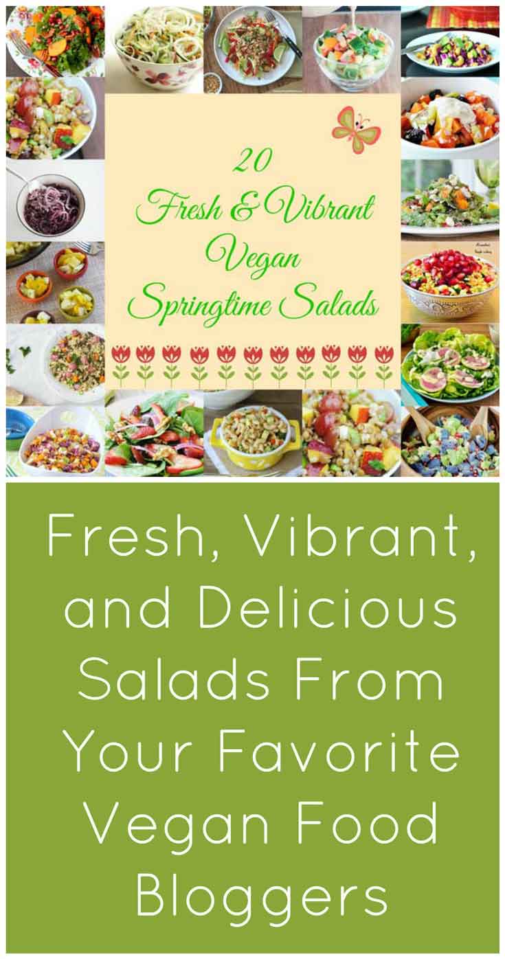 20 Fresh and Vibrant Vegan Springtime Salads! Plus two extra recipes for good measure. All colorful, delicious, and from your favorite vegan food bloggers. www.veganosity.com