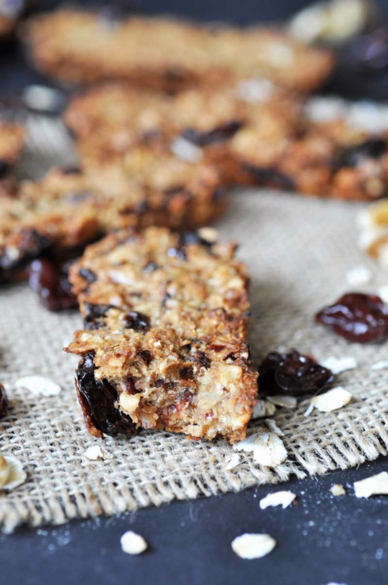 Chewy CherryWalnut Oatmeal Energy Bars Veganosity