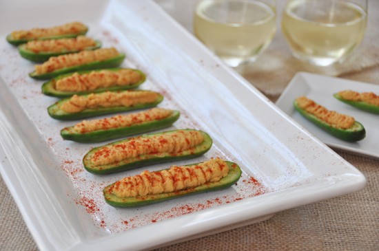 CUCUMBER BOATS WITH SPICY HUMMUS