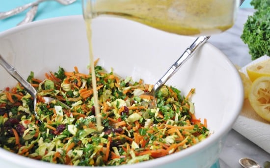 Brussels Sprout, Kale, and Carrot Slaw