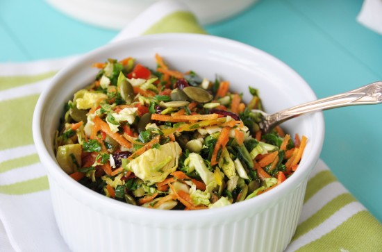 Brussels Sprout, Kale, and Carrot Slaw