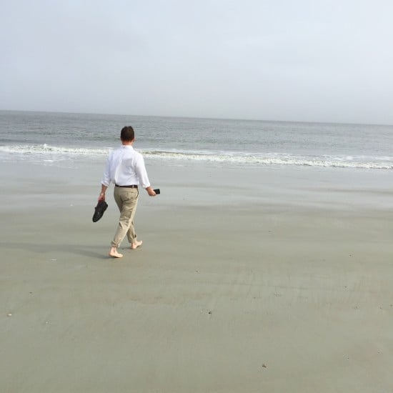 Greg walking on the beach in Tybee Island, GA