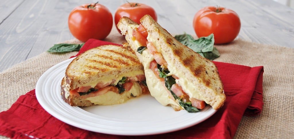 Vegan Tomato Basil Grilled Cheese Sandwich