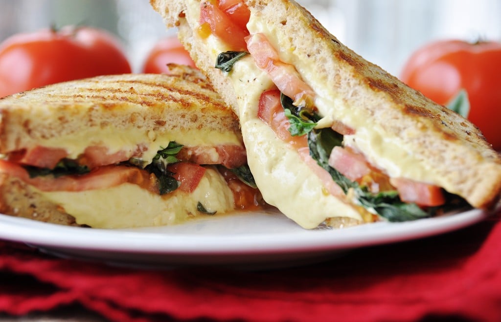 Vegan Tomato Basil Grilled Cheese Sandwich