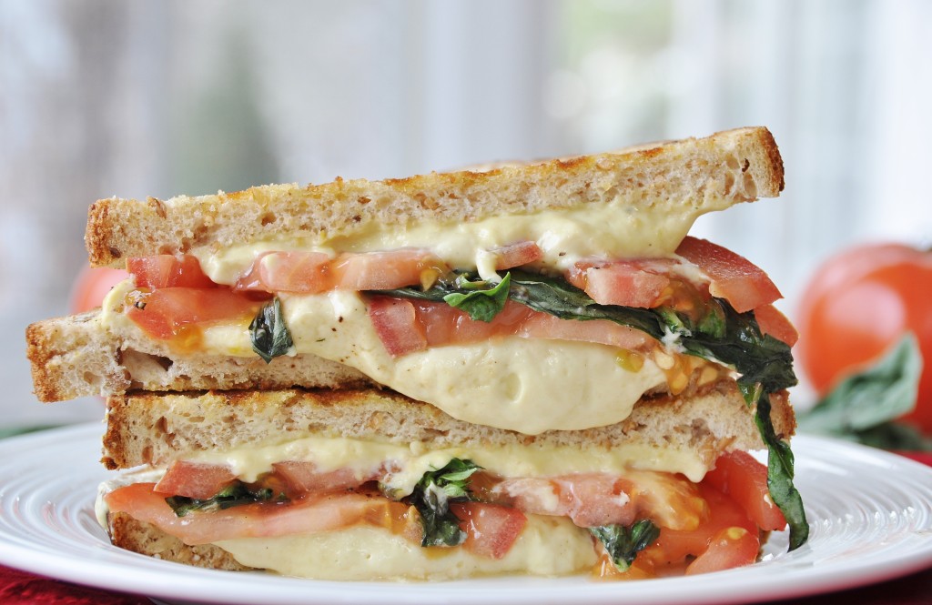 Vegan Tomato Basil Grilled Cheese Sandwich