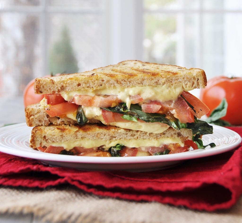 Vegan Tomato Basil Grilled Cheese Sandwich