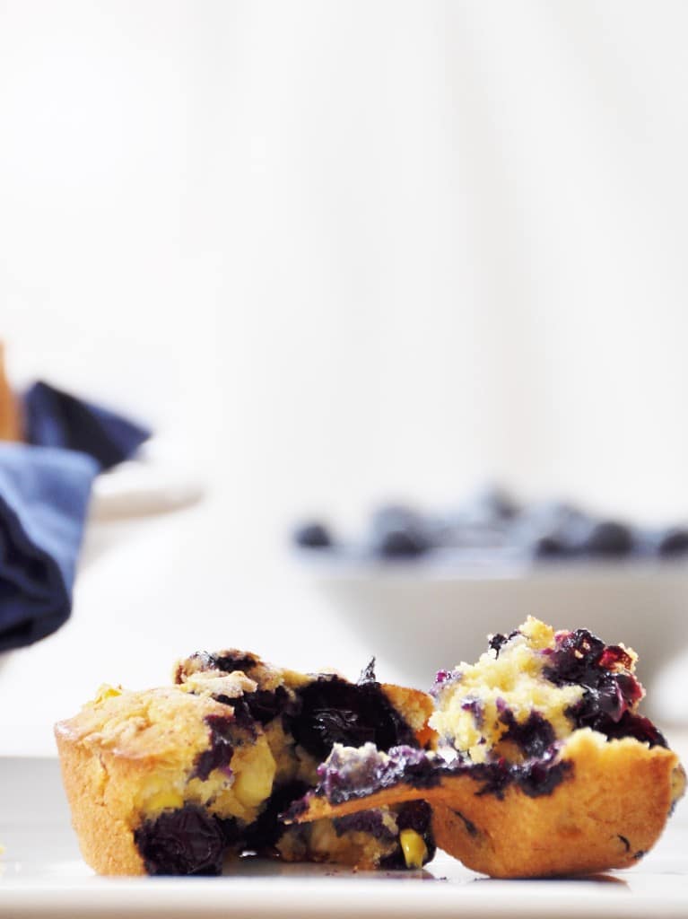 Crispy Vegan Corn and Blueberry Muffins