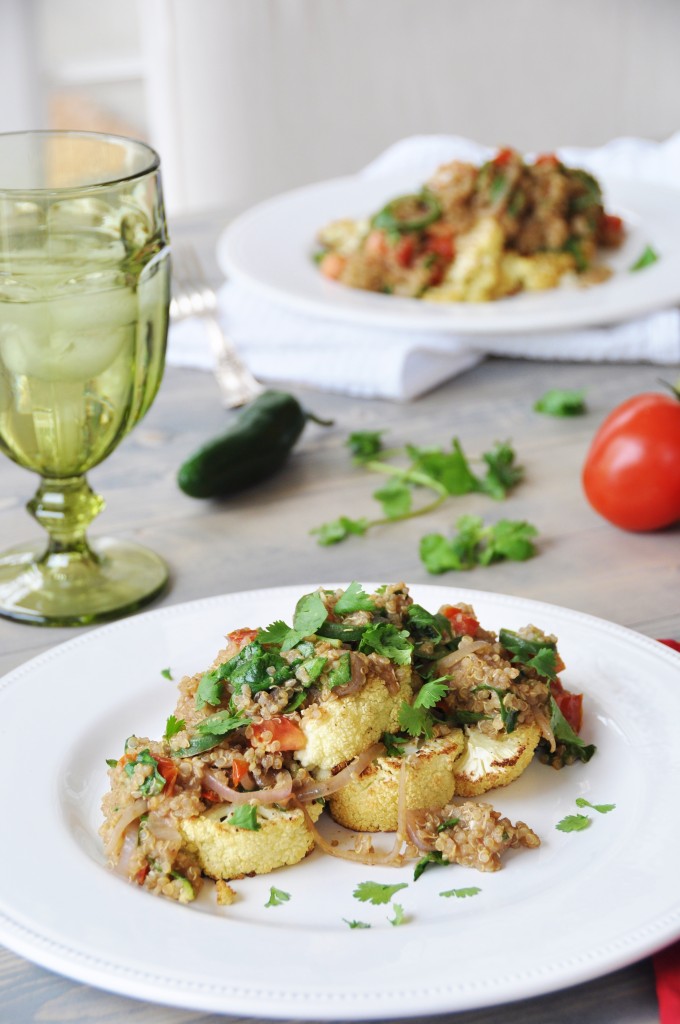 Roasted Cauliflower Steaks with Spicy Thai Quinoa