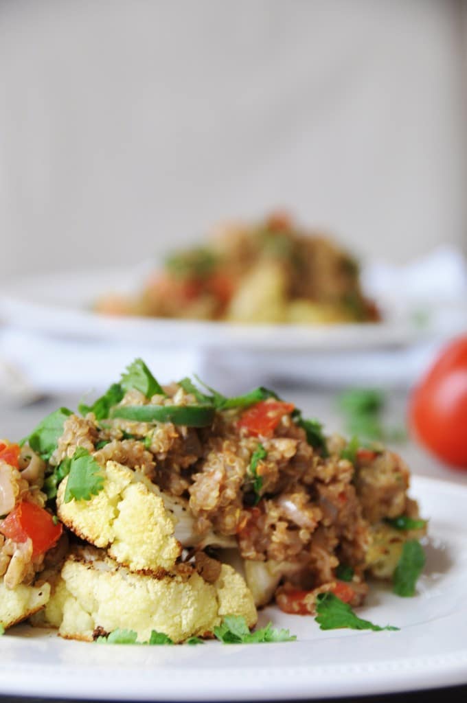 Roasted Cauliflower Steaks with Spicy Quinoa Veganosity