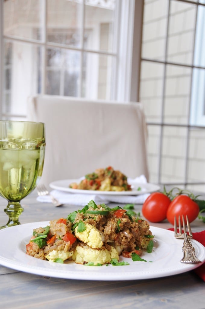 Roasted Cauliflower Steaks with Spicy Quinoa Veganosity