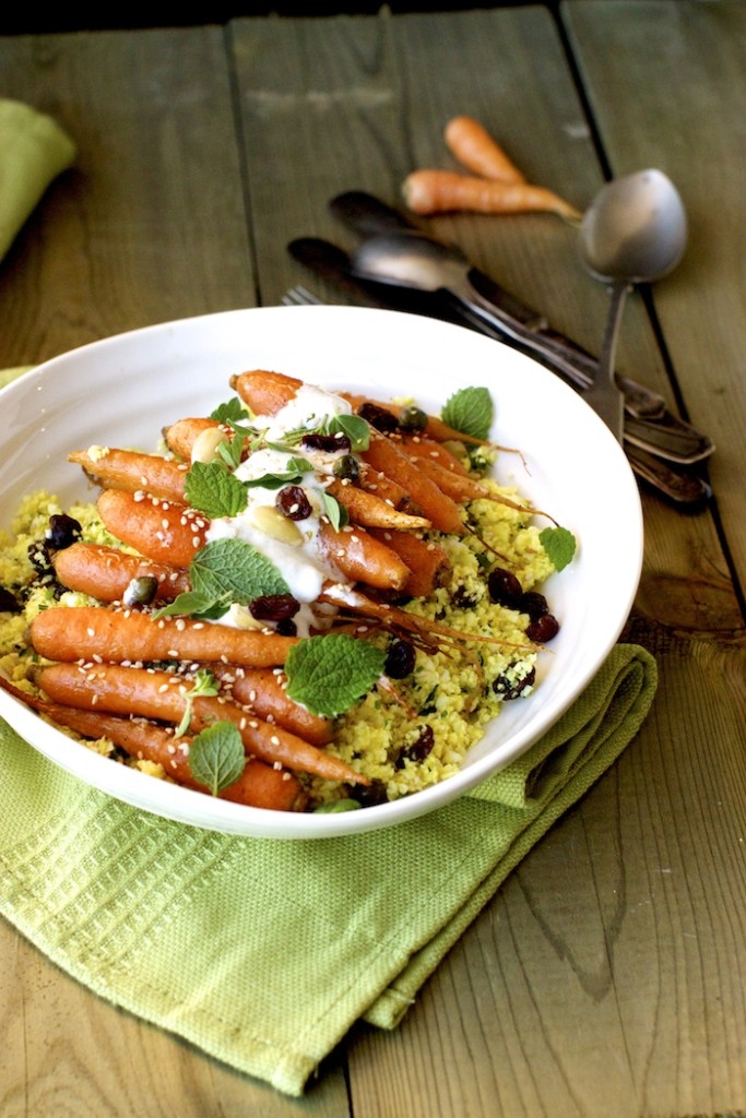 farm on plate roasted-carrots-cauliflower-coucous
