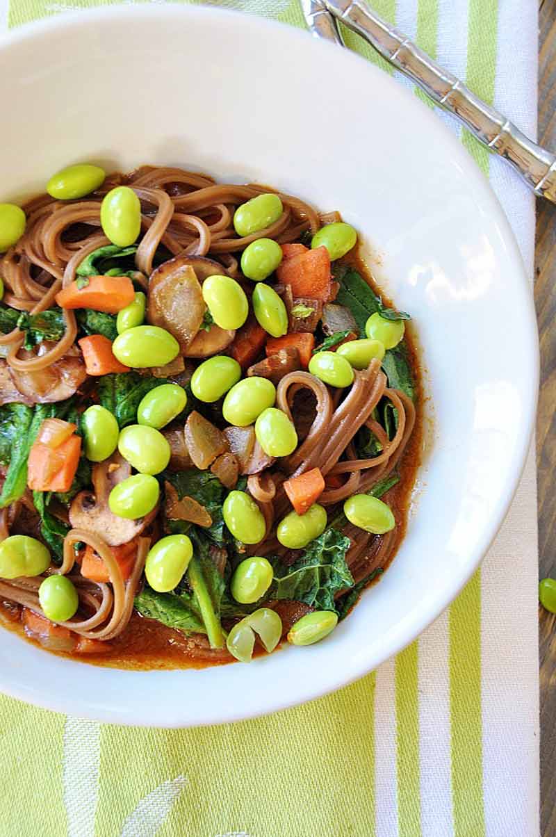 Panera Copycat Soba Noodle Bowl with Edamame. This recipe is easy to make, healthy, and oh so delicious. My husband ate two bowls and wanted more! www.veganosity.com