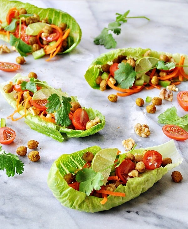 Spicy Roasted Chickpea Lettuce Wraps 