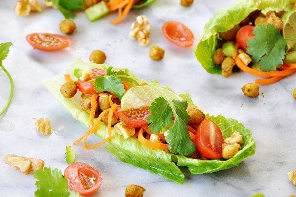 Spicy Roasted Chickpea Lettuce Wraps 