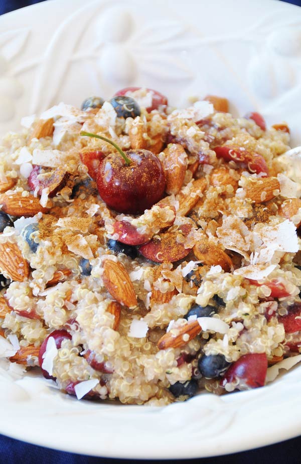Cherry Berry Quinoa Breakfast Bowl Veganosity