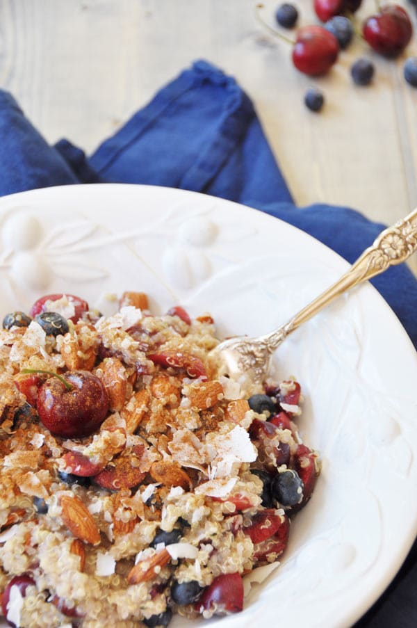 Quinoa Cherry Berry Breakfast Bowl