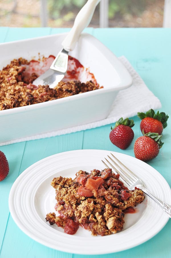 Vegan GlutenFree Strawberry Rhubarb Crumble Veganosity