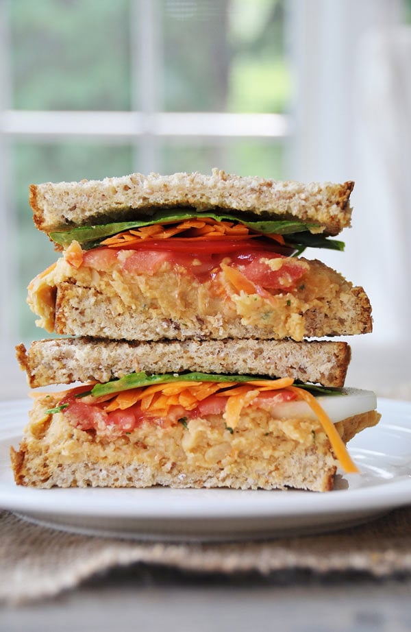 Mediterranean Sandwich with Spicy Hummus