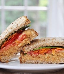 Mediterranean Sandwich with Spicy Hummus