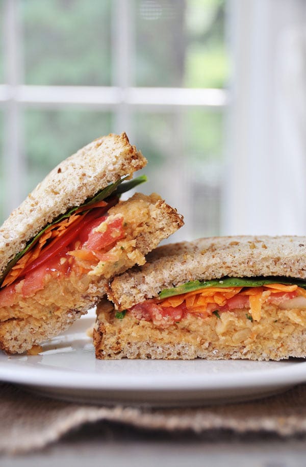 Mediterranean Sandwich with Spicy Hummus