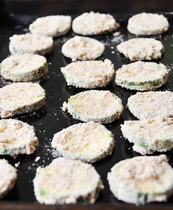 Oven Fried Parmesan Zucchini Crisps! They're crispy, crunchy, and delicious. They're also vegan! The perfect appetizer recipe. www.veganosity.com