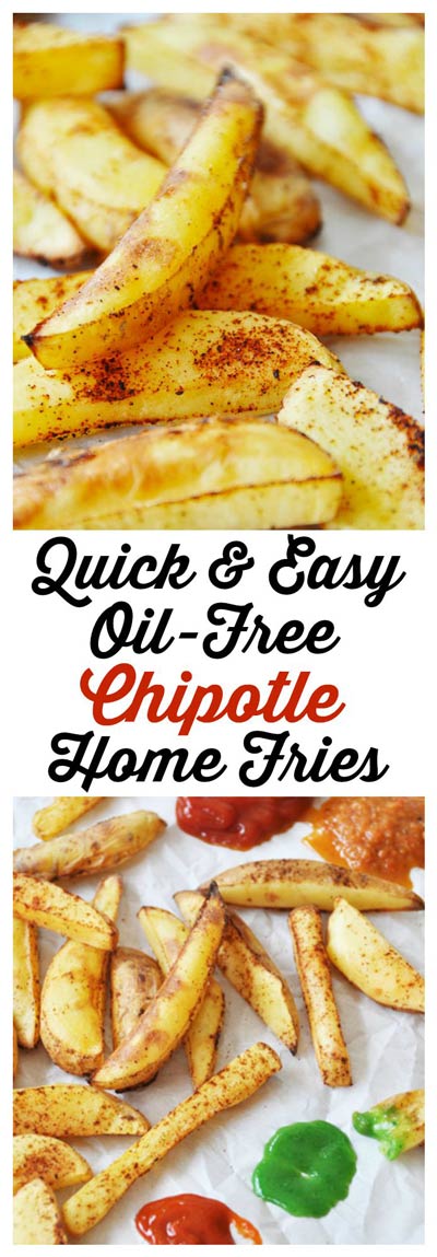 Pinterest pin for Quick and Easy Oil-Free Chipotle Home Fries