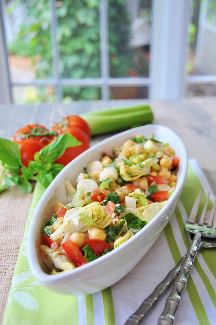 Chickpea Salad with Artichoke Hearts & Hearts of Palm