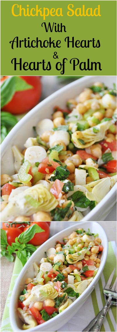 Chickpea Salad with Artichoke Hearts & Hearts of Palm