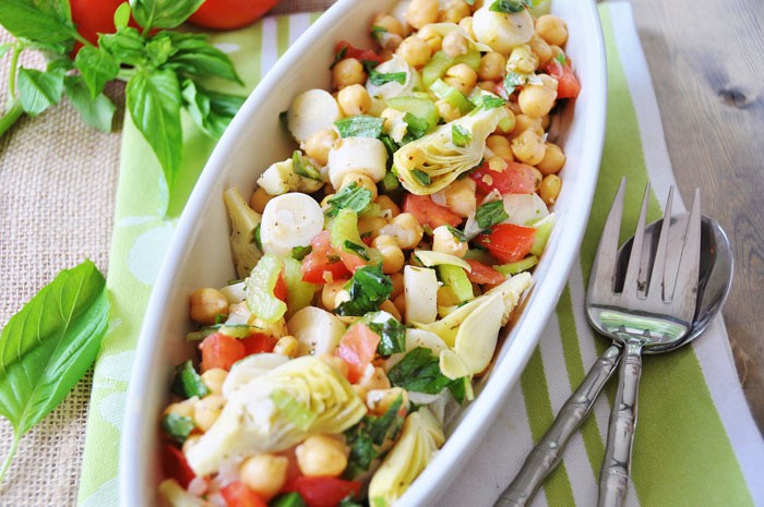 Chickpea Salad with Artichoke Hearts & Hearts of Palm