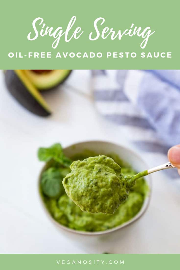 Easy to make 4 ingredient single serving OIL-FREE vegan pesto! #vegan #pesto #oil-free