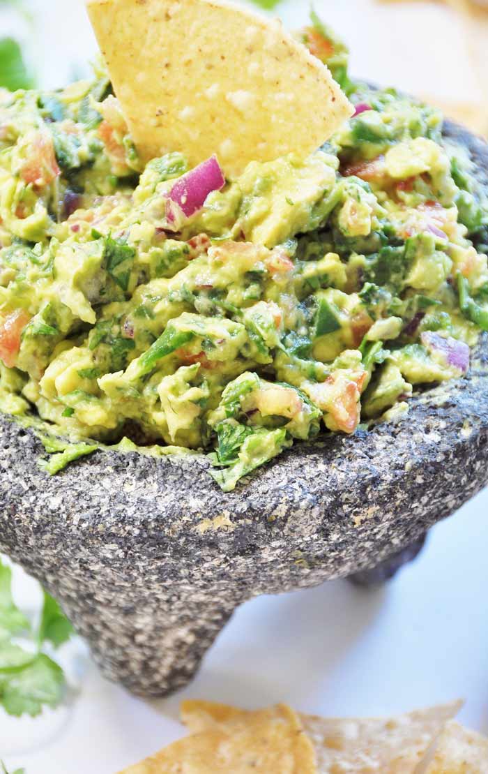Spinach Guacamole in a Molcajete