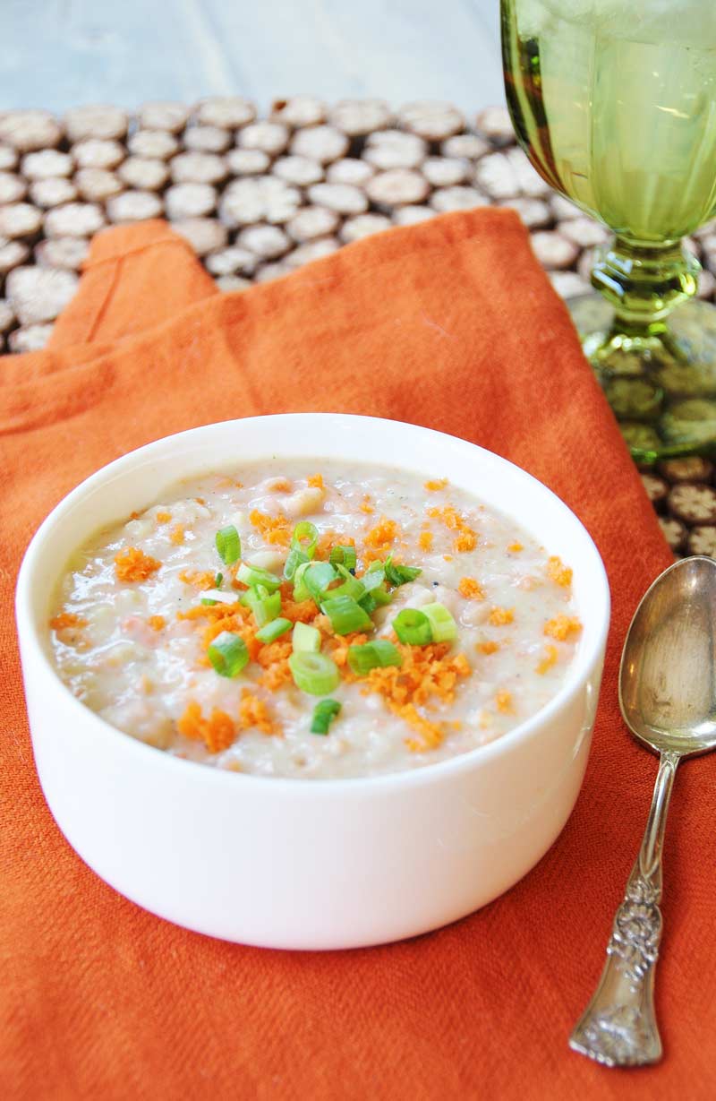 8 Ingredient Chunky Potato & Carrot Soup! This chunky potato and carrot soup recipe is made with 8 ingredients. It's easy, healthy, and delicious. It's one of my favorite soup recipes for the cold winter months. www.veganosity.com