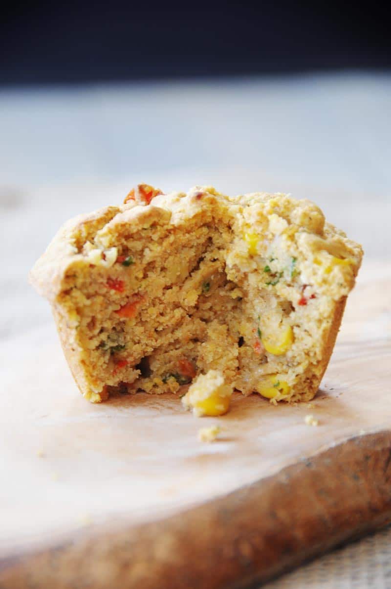 Savory Vegan Corn and Pepper Muffins. This recipe is egg, dairy, and refined sugar free. I'ts the perfect savory muffin for breakfast, lunch, dinner, or a snack. www.veganosity.com