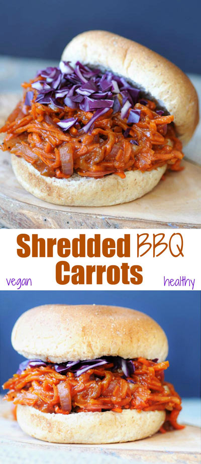 Pinterest Pin with Pulled BBQ-Carrots with Homemade BBQ Sauce