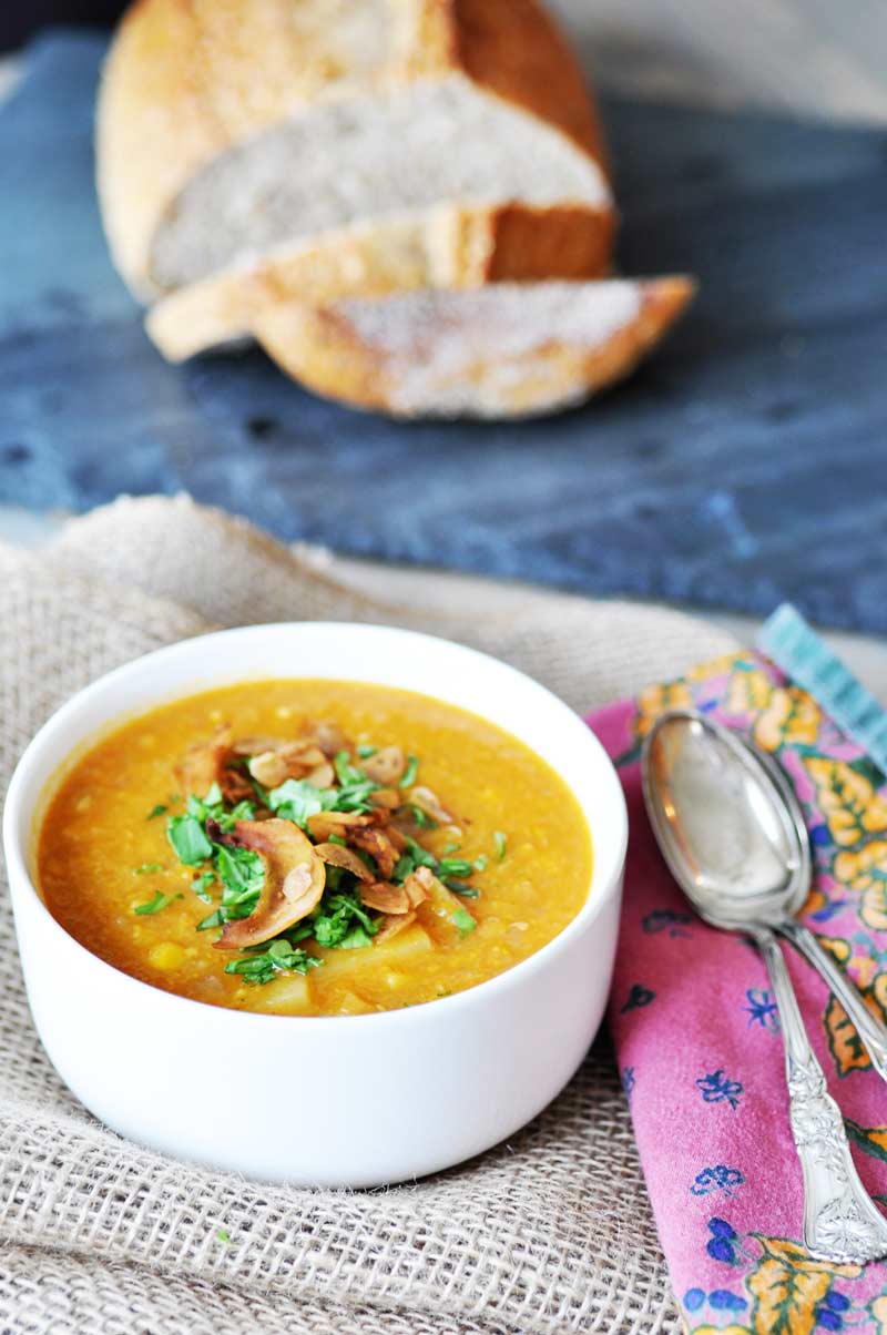 Smoky Vegan Corn and Potato Chowder! This recipe is dairy-free and oil-free. It's so rich and hearty, and healthy! My husband polished off three bowls and didn't feel one bit guilty about it. www.veganosity.com