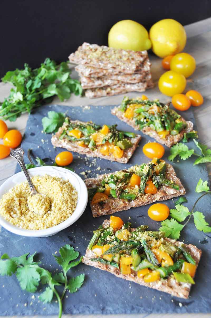 Asparagus Bruschetta with Lemon Cilantro Vinaigrette! Only 6 ingredients in this bright, beautiful, and delicious recipe. Perfect for your next get together or for a light meal.