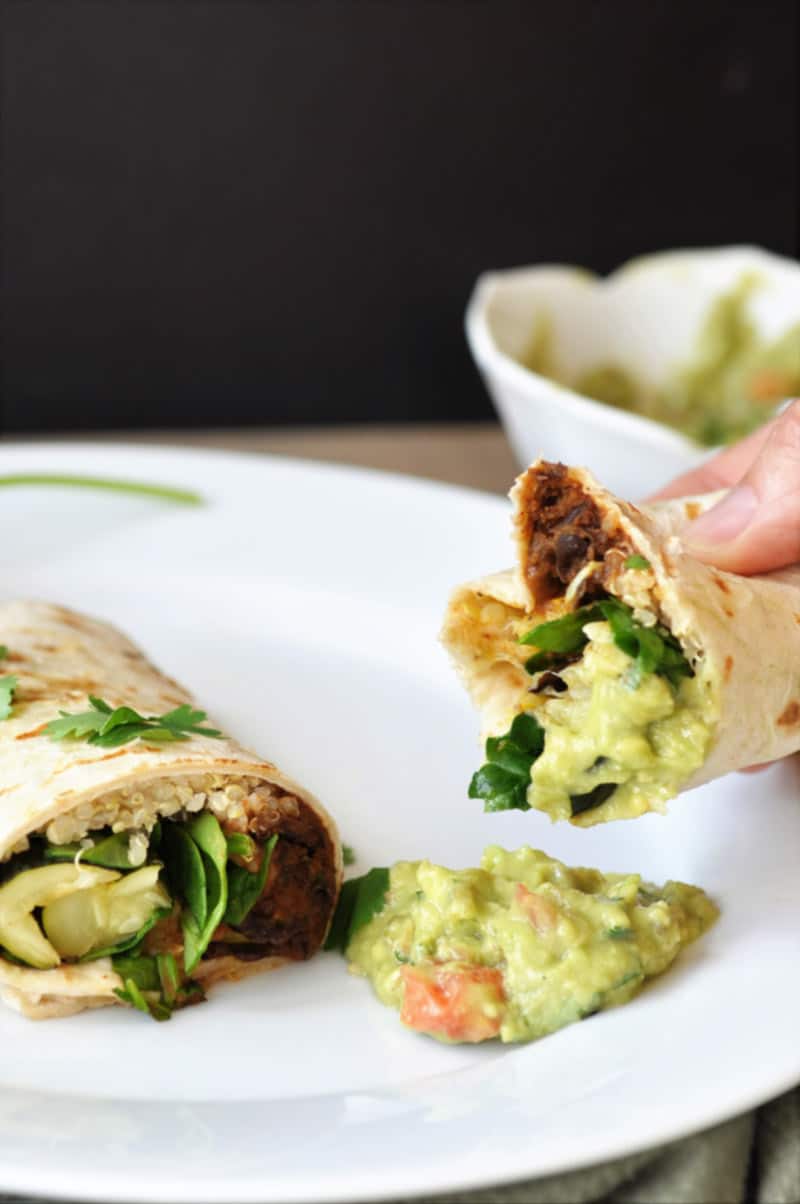 Roasted Veggie, Black Bean, & Quinoa Burritos Veganosity