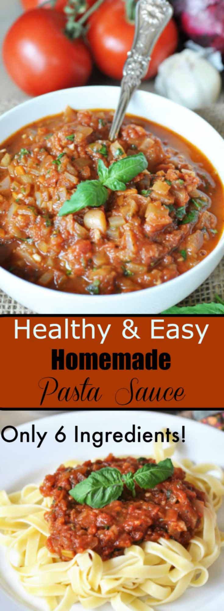 Healthy & Easy Homemade Pasta Sauce! This recipe is a family favorite and is ready in under 40 minutes! vegan and gluten-free. www.veganosity.com