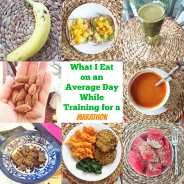 This is a sample of what I eat on an average day while training for a marathon! All the protein and nutrients you could ask for from a vegan diet. Just look at the colors! www.veganosity.com