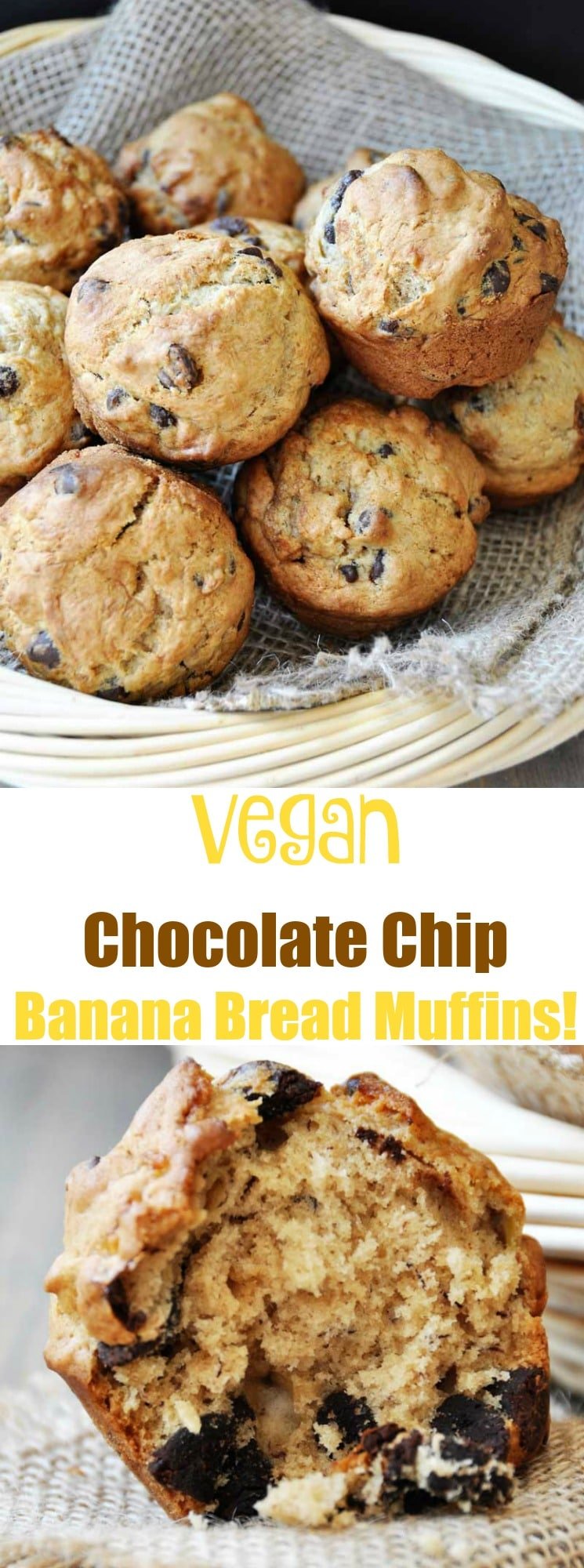 Vegan banana bread muffins with chocolate chips! So delicious and made with aquafaba. www.veganosity.com