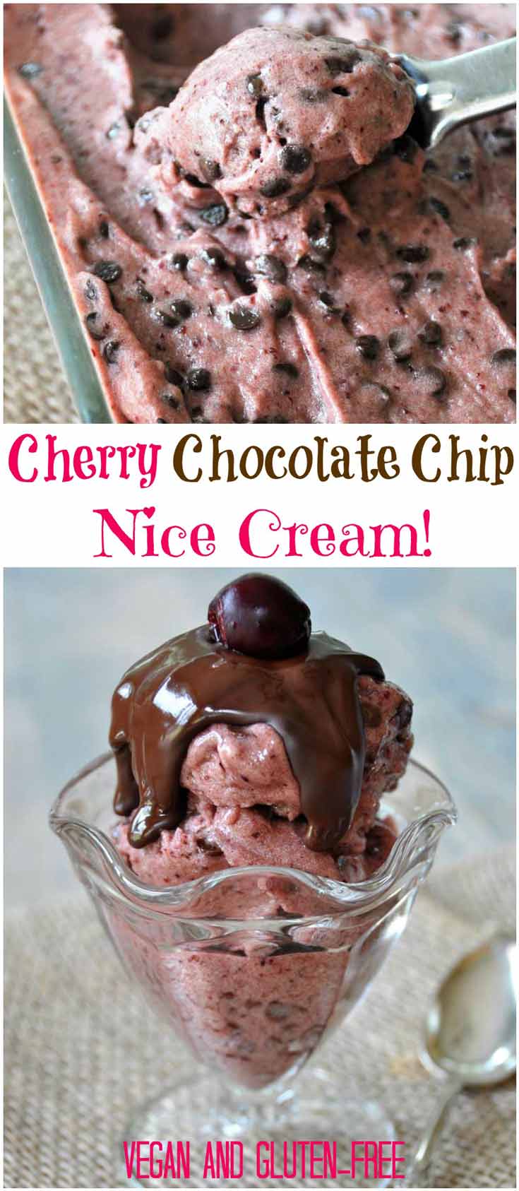 Cherry chocolate chip dessert without the guilt of ice cream. www.veganosity.com